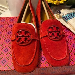 Tory Burch Miller Metal-Logo Loafer Suede